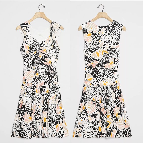 NWT Anthropologie Ramona Mini Dress Animal Print Ruched Sweetheart - Picture 1 of 5